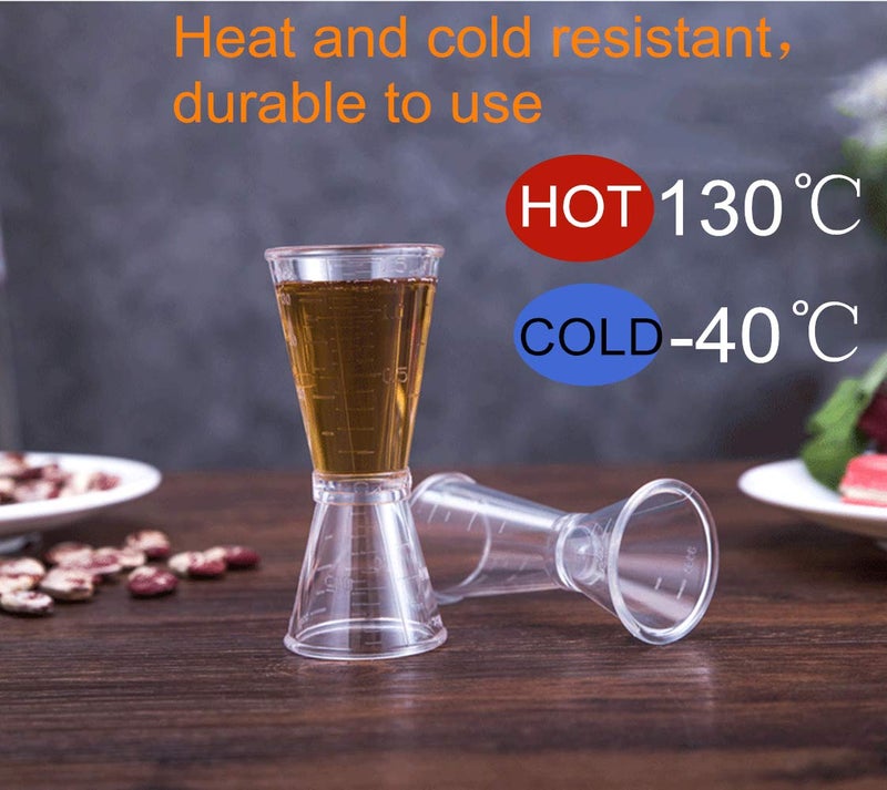 LINALL Double Clear Plastic and Stainless Steel Japanese Style Jigger Cocktail Measuring Shot Glasses Drink Spirit Measure Cup for Bar Party Kitchen Tool Set of 3 - Image 4